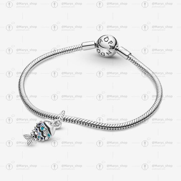 Pandora Blue Scaled Fish Dangle Charm - Picture 3 of 6